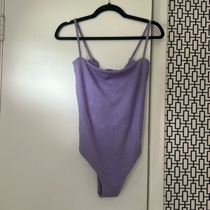 Citrine Swimwear Luna One Piece - Violet - Wavy Ribbed - Size Large